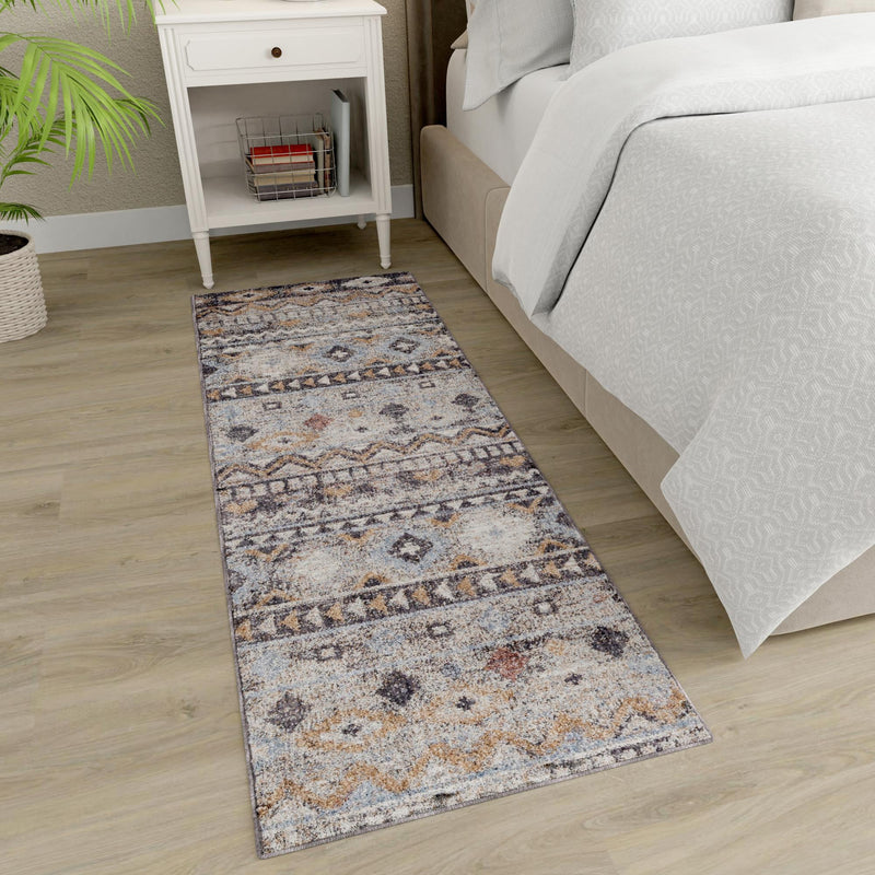 Desert Modern Eco Rug Series Collection Area Rug - Sonora Runner Khaki Gray lifestyle 56