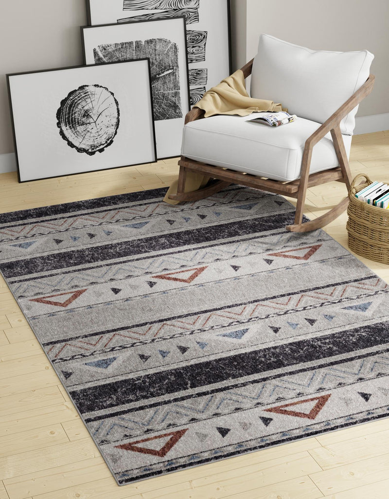 Desert Modern Eco Rug Series Collection Area Rug - Arches Rectangle Gray lifestyle 14