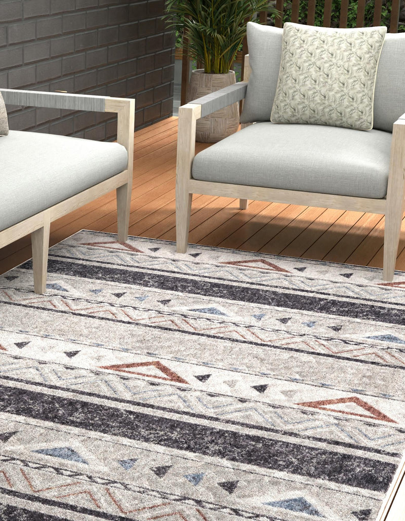 Desert Modern Eco Rug Series Collection Area Rug - Arches Rectangle Gray lifestyle 17