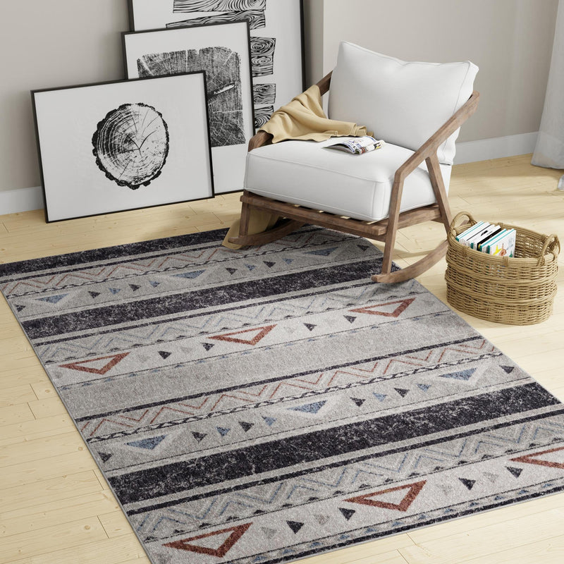 Desert Modern Eco Rug Series Collection Area Rug - Arches Rectangle Gray lifestyle 24