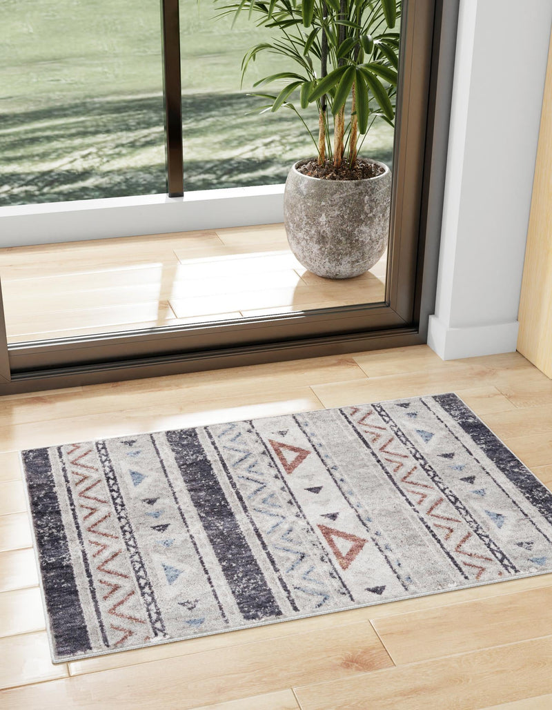 Desert Modern Eco Rug Series Collection Area Rug - Arches Rectangle Gray lifestyle 4