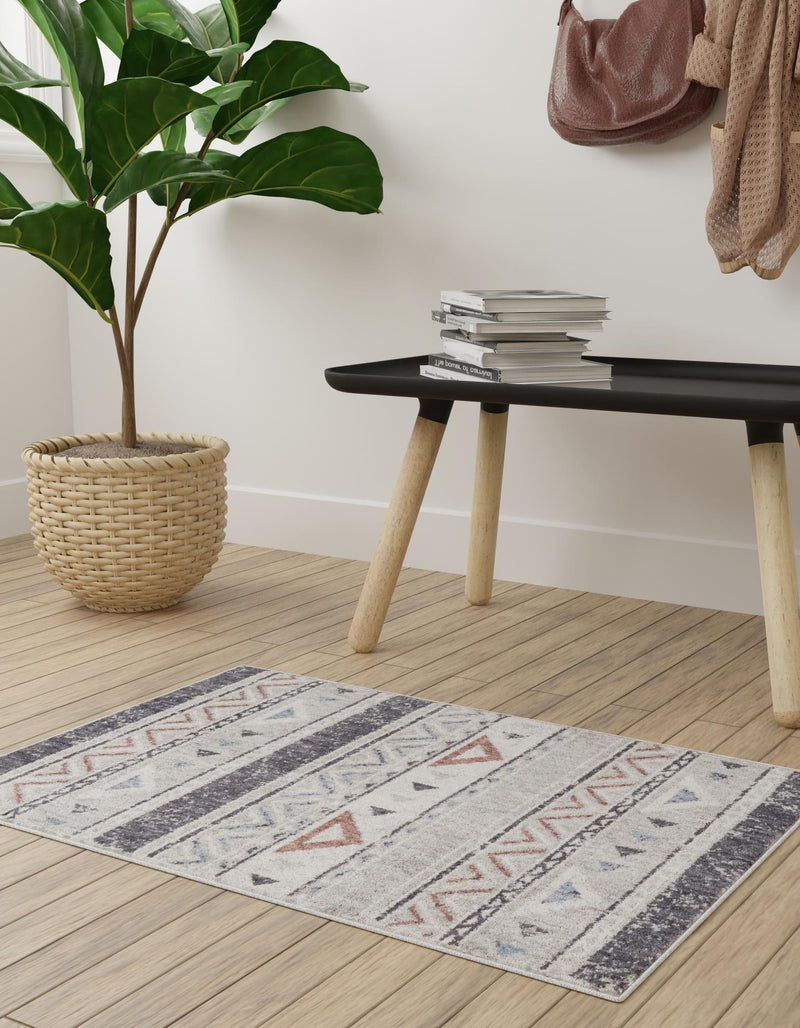 Desert Modern Eco Rug Series Collection Area Rug - Arches Rectangle Gray lifestyle 18