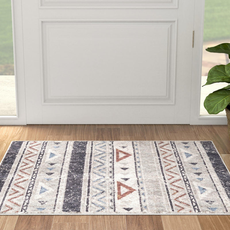 Desert Modern Eco Rug Series Collection Area Rug - Arches Rectangle Gray lifestyle 22