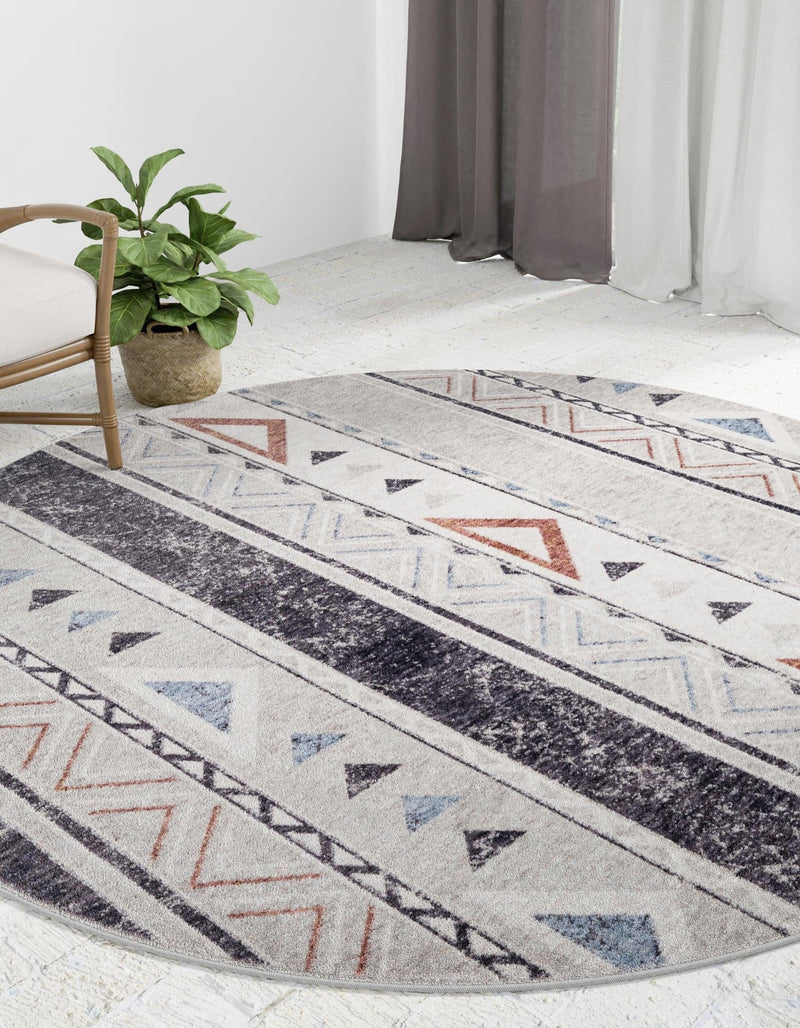 Desert Modern Eco Rug Series Collection Area Rug - Arches Round Gray lifestyle 30