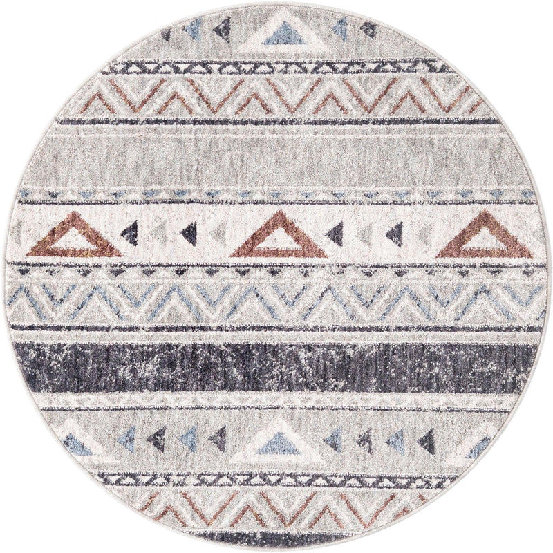Desert Modern Eco Rug Series Collection Area Rug - Arches Round Gray lifestyle 28