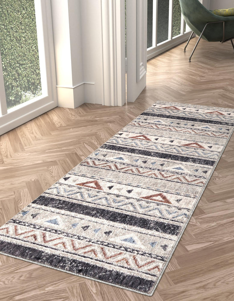 Desert Modern Eco Rug Series Collection Area Rug - Arches Runner Gray lifestyle 31