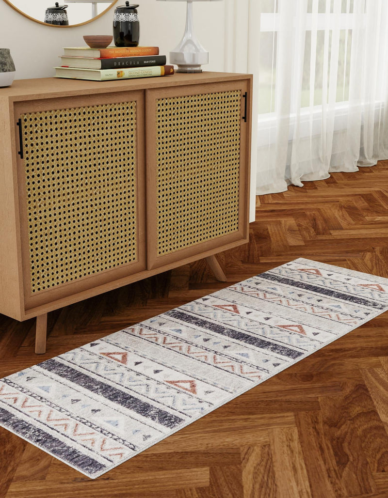 Desert Modern Eco Rug Series Collection Area Rug - Arches Runner Gray lifestyle 33