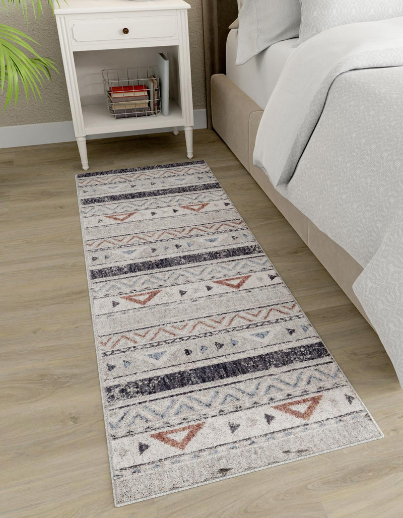 Desert Modern Eco Rug Series Collection Area Rug - Arches Runner Gray lifestyle 47