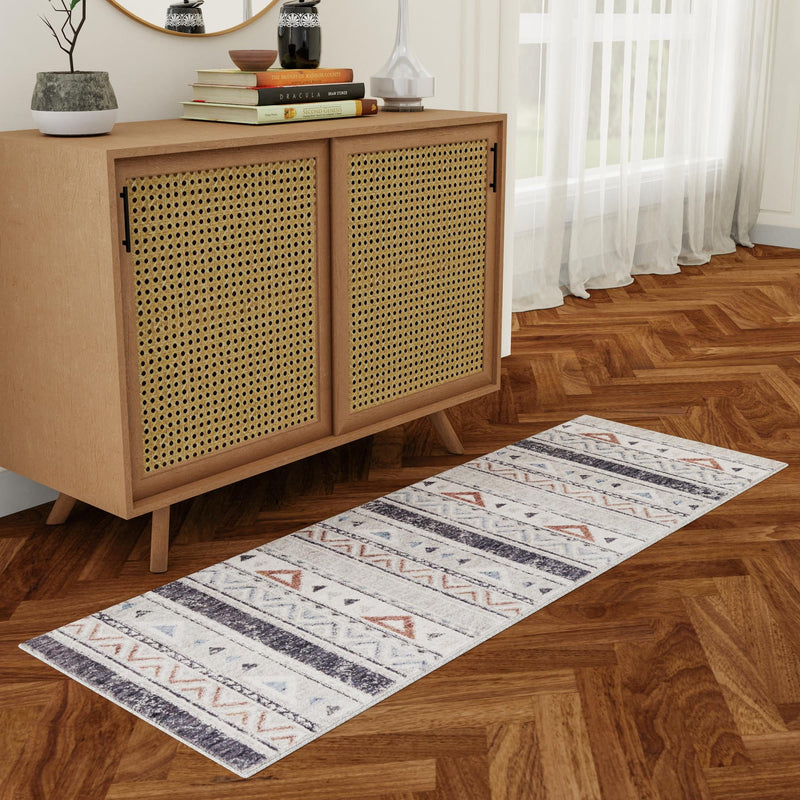 Desert Modern Eco Rug Series Collection Area Rug - Arches Runner Gray lifestyle 49