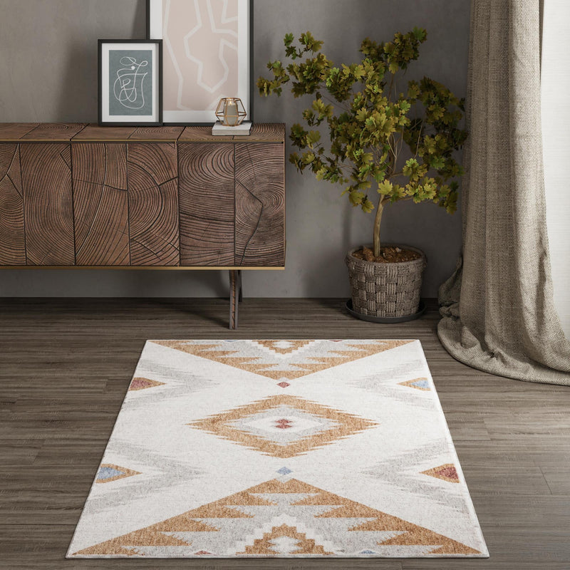 Desert Modern Eco Rug Series Collection Area Rug - Zion Rectangle Ivory lifestyle 21