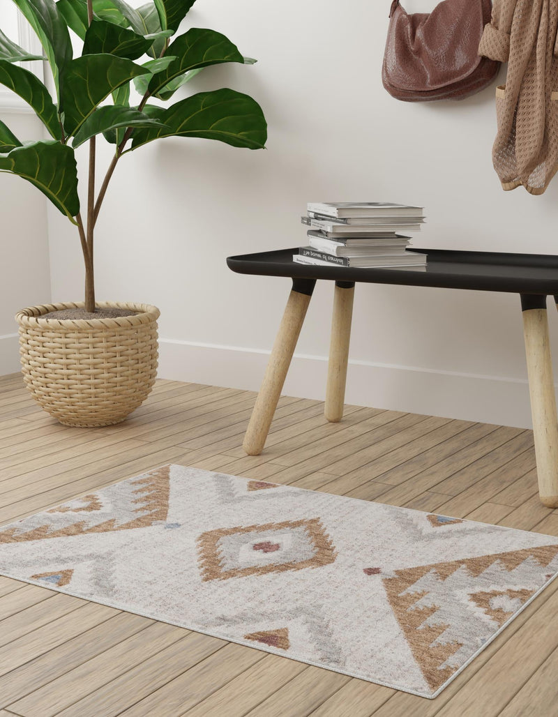 Desert Modern Eco Rug Series Collection Area Rug - Zion Rectangle Ivory lifestyle 18