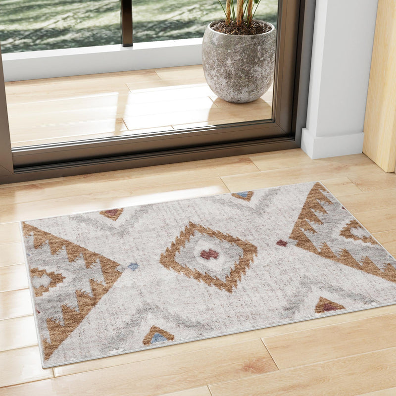 Desert Modern Eco Rug Series Collection Area Rug - Zion Rectangle Ivory lifestyle 25