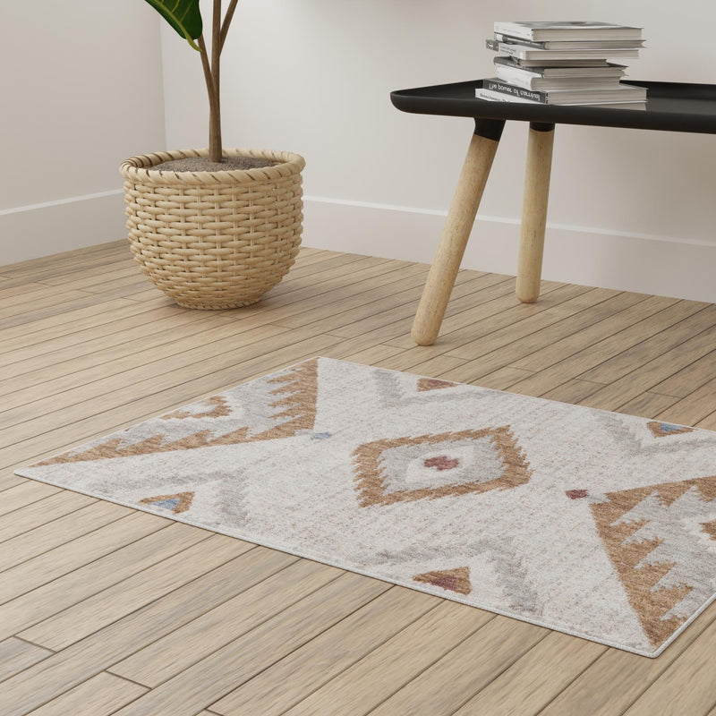 Desert Modern Eco Rug Series Collection Area Rug - Zion Rectangle Ivory lifestyle 27