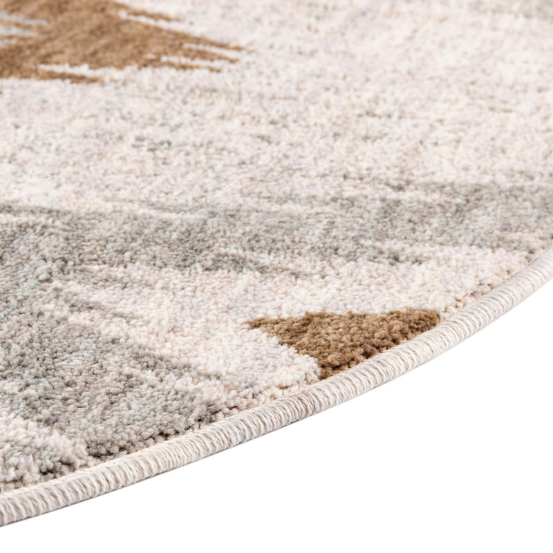Desert Modern Eco Rug Series Collection Area Rug - Zion Round Ivory lifestyle 38