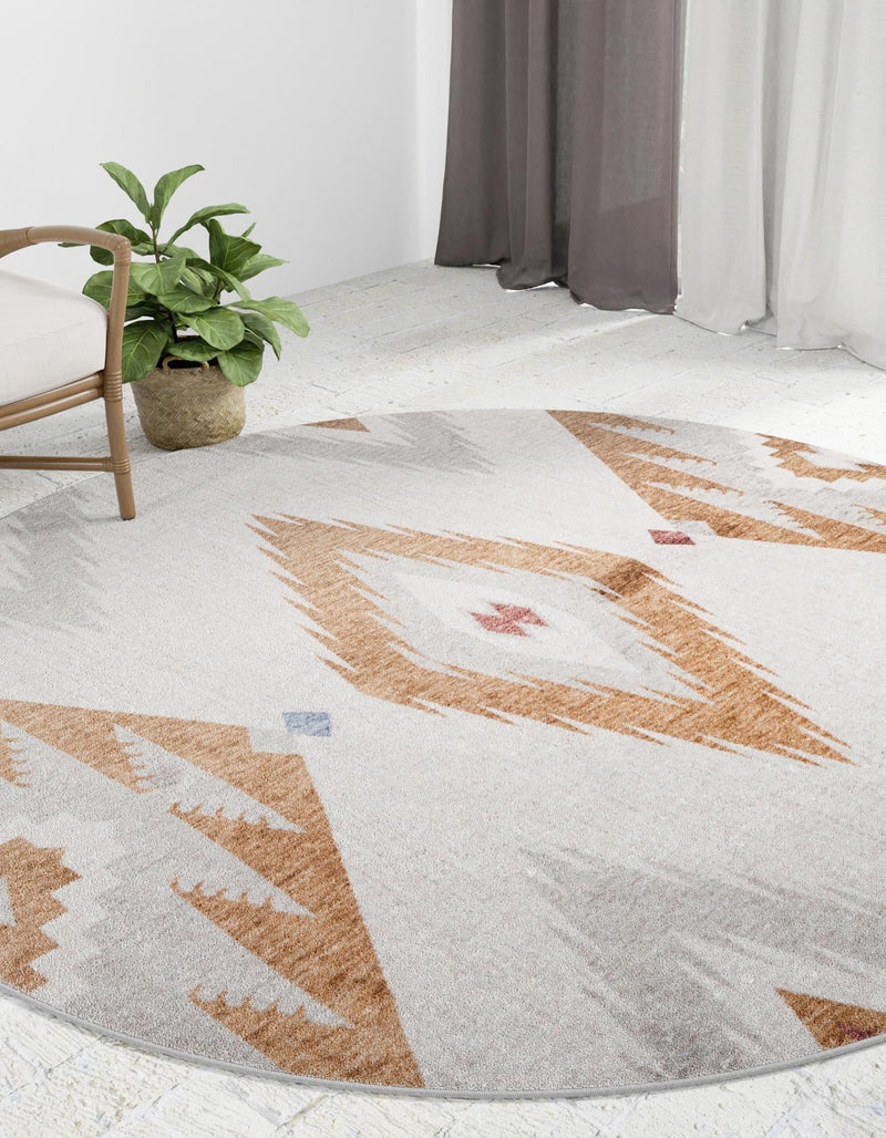 Desert Modern Eco Rug Series Collection Area Rug - Zion Round Ivory lifestyle 44