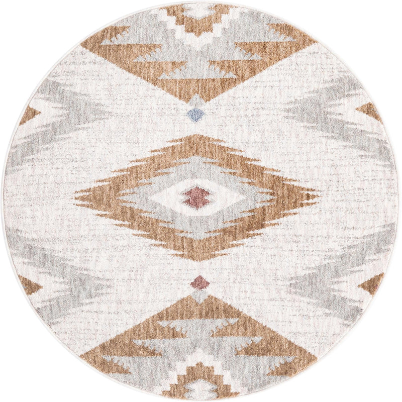 Desert Modern Eco Rug Series Collection Area Rug - Zion Round Ivory lifestyle 28