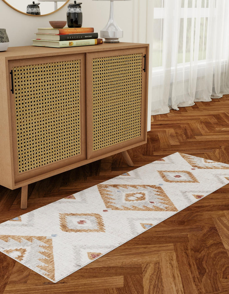 Desert Modern Eco Rug Series Collection Area Rug - Zion Runner Ivory lifestyle 33