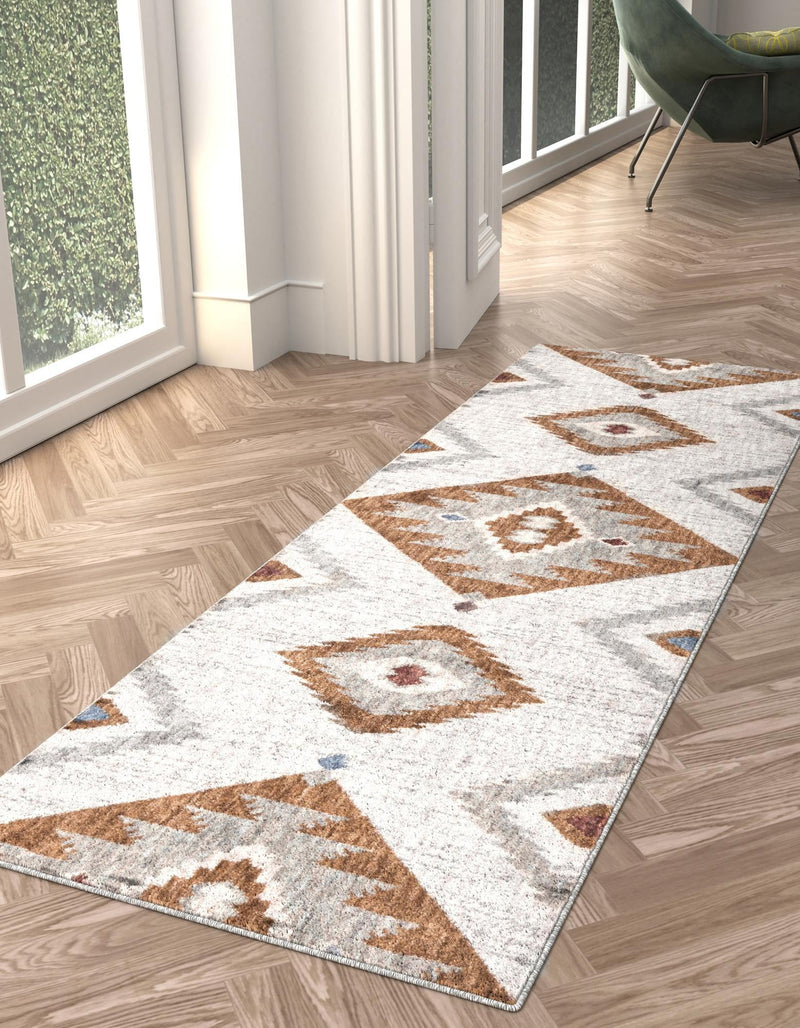 Desert Modern Eco Rug Series Collection Area Rug - Zion Runner Ivory lifestyle 47