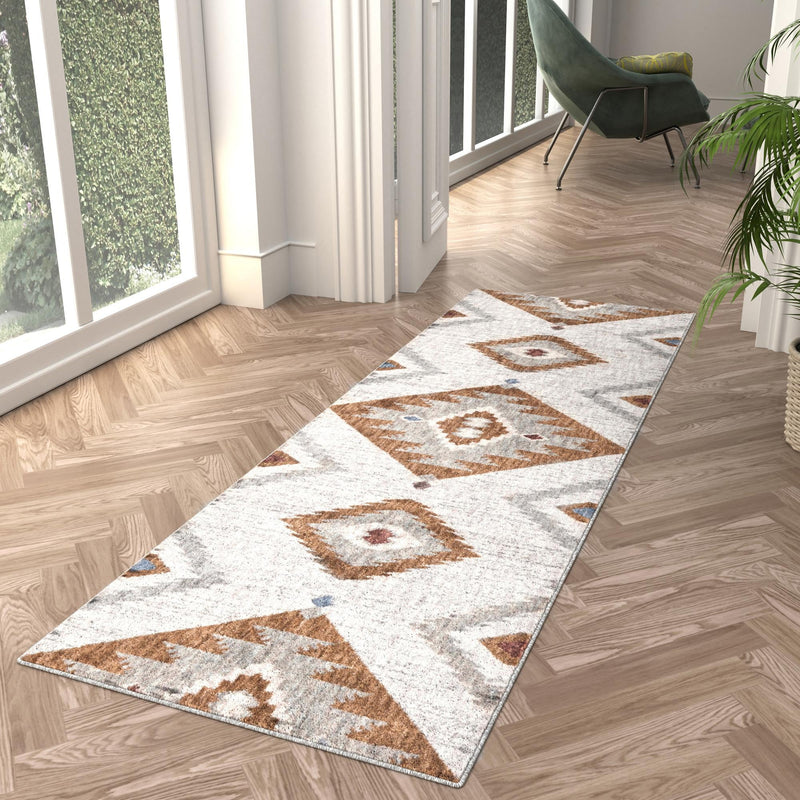 Desert Modern Eco Rug Series Collection Area Rug - Zion Runner Ivory lifestyle 53