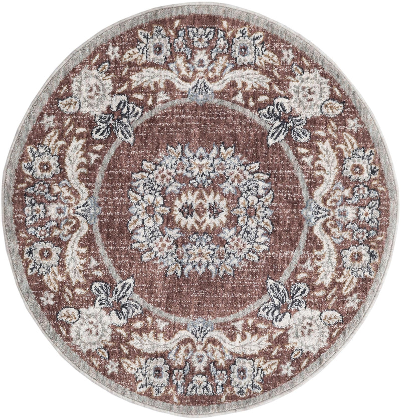 Heritage Harbor Collection Area Rug - Seabreeze Round Dusty Rose lifestyle 97