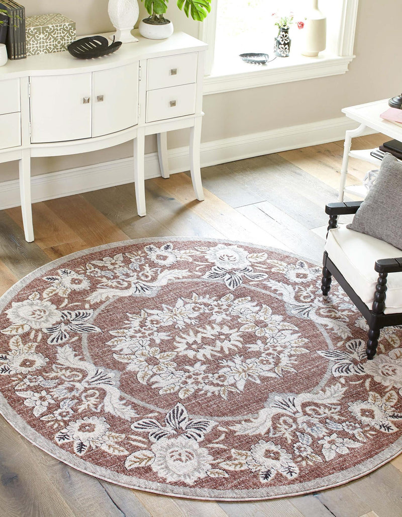 Heritage Harbor Collection Area Rug - Seabreeze Round Dusty Rose lifestyle 101