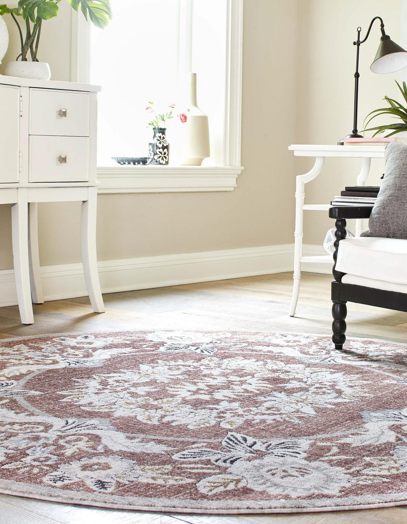 Heritage Harbor Collection Area Rug - Seabreeze Round Dusty Rose lifestyle 107