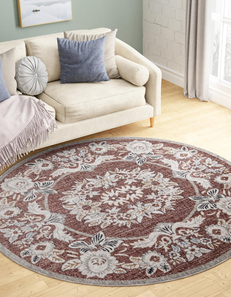 Heritage Harbor Collection Area Rug - Seabreeze Round Dusty Rose lifestyle 129