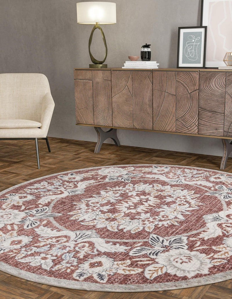 Heritage Harbor Collection Area Rug - Seabreeze Round Dusty Rose lifestyle 133