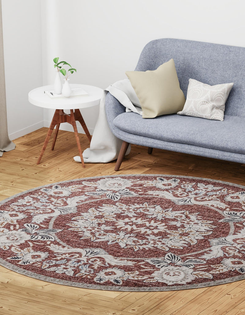 Heritage Harbor Collection Area Rug - Seabreeze Round Dusty Rose lifestyle 139