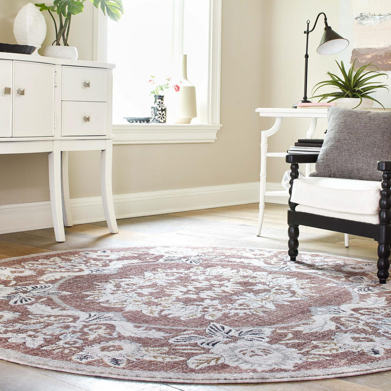 Heritage Harbor Collection Area Rug - Seabreeze Round Dusty Rose lifestyle 146