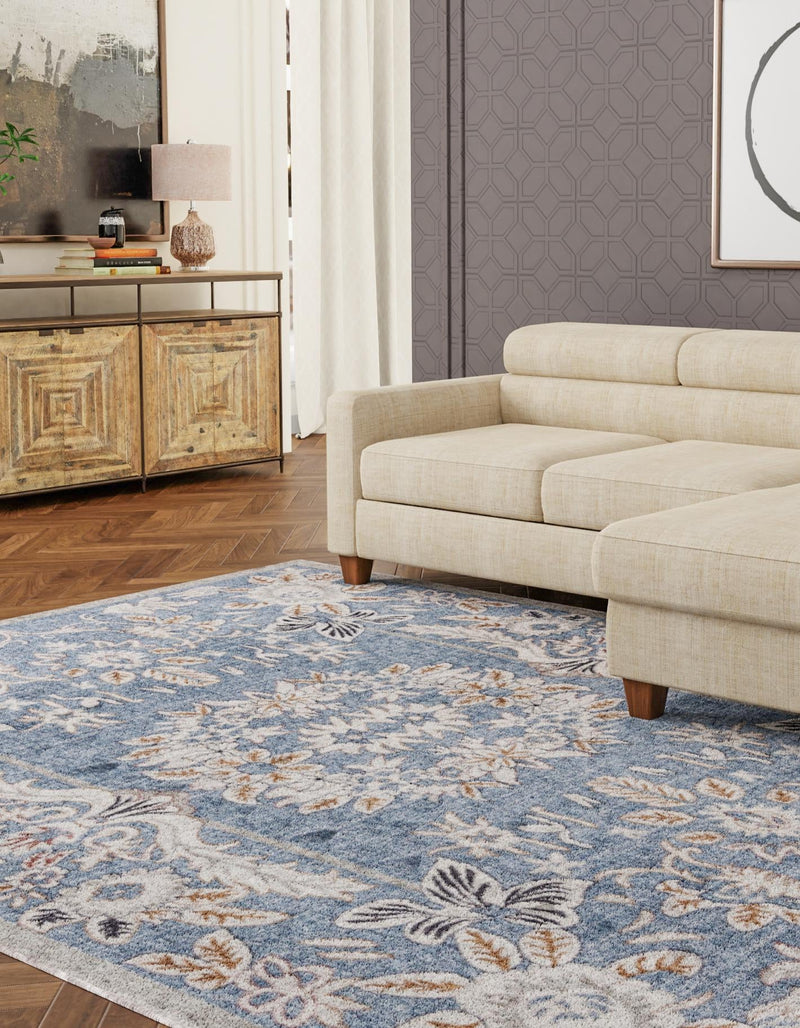Heritage Harbor Collection Area Rug - Seabreeze Rectangle Harbor Blue lifestyle 10