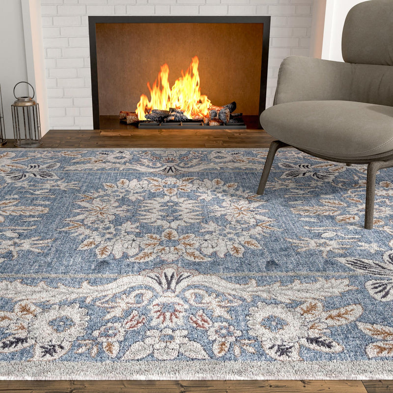 Heritage Harbor Collection Area Rug - Seabreeze Rectangle Harbor Blue lifestyle 73