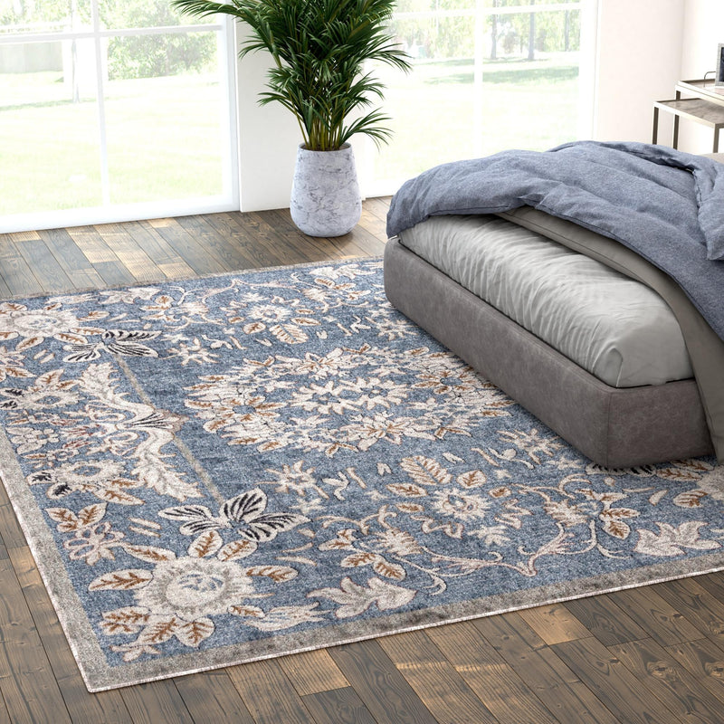 Heritage Harbor Collection Area Rug - Seabreeze Rectangle Harbor Blue lifestyle 85