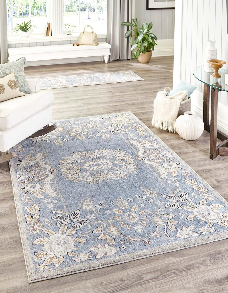 Heritage Harbor Collection Area Rug - Seabreeze Rectangle Harbor Blue lifestyle 11
