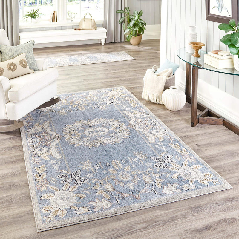 Heritage Harbor Collection Area Rug - Seabreeze Rectangle Harbor Blue lifestyle 65