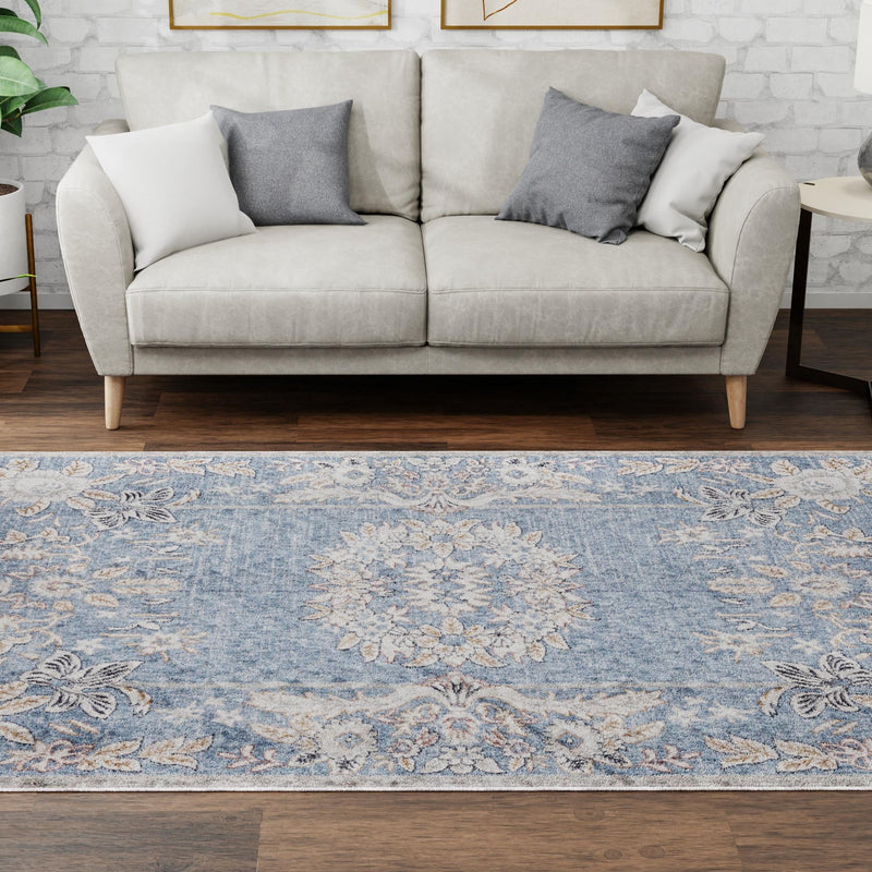 Heritage Harbor Collection Area Rug - Seabreeze Rectangle Harbor Blue lifestyle 86