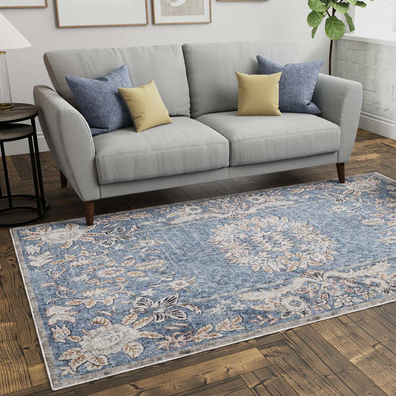 Heritage Harbor Collection Area Rug - Seabreeze Rectangle Harbor Blue lifestyle 92