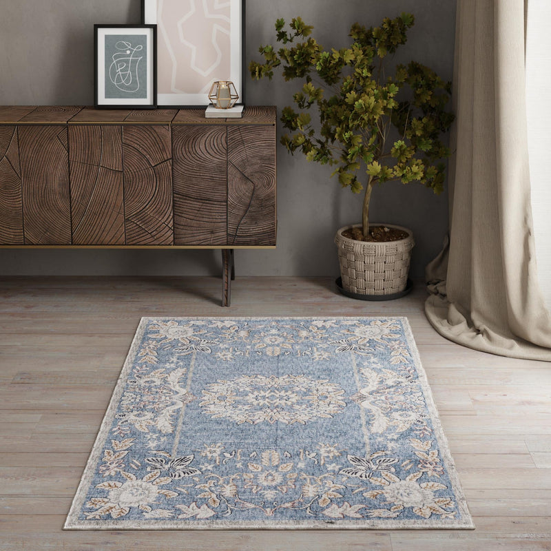 Heritage Harbor Collection Area Rug - Seabreeze Rectangle Harbor Blue lifestyle 96