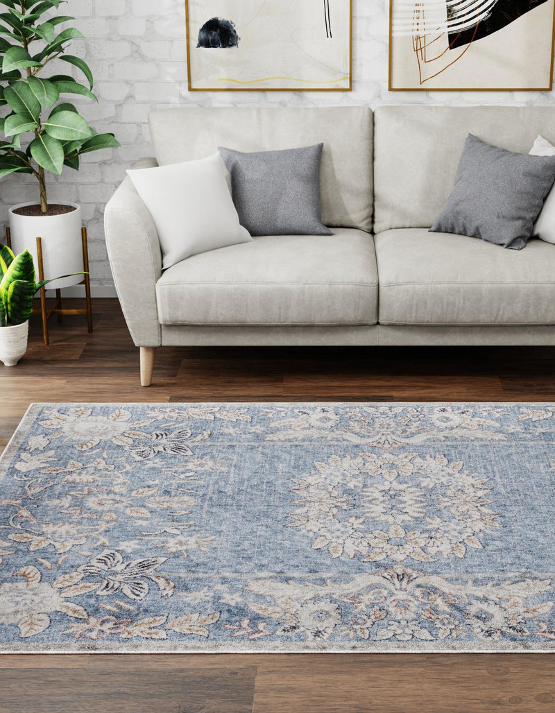 Heritage Harbor Collection Area Rug - Seabreeze Rectangle Harbor Blue lifestyle 12