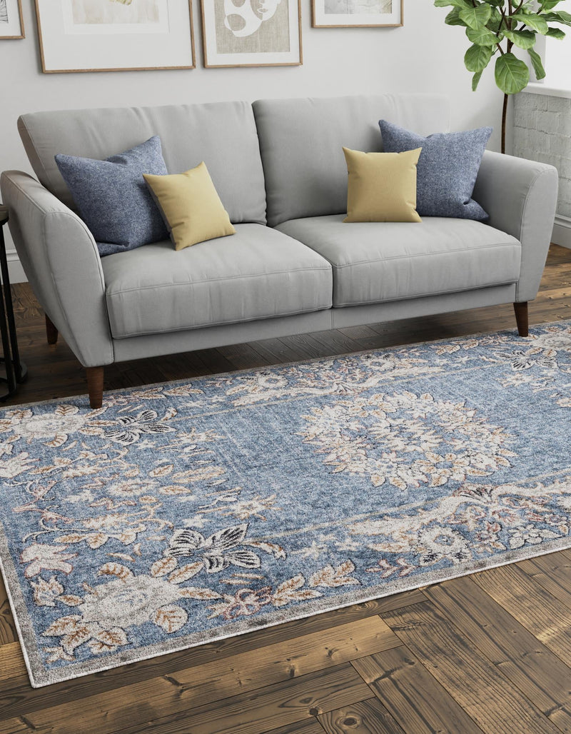 Heritage Harbor Collection Area Rug - Seabreeze Rectangle Harbor Blue lifestyle 21