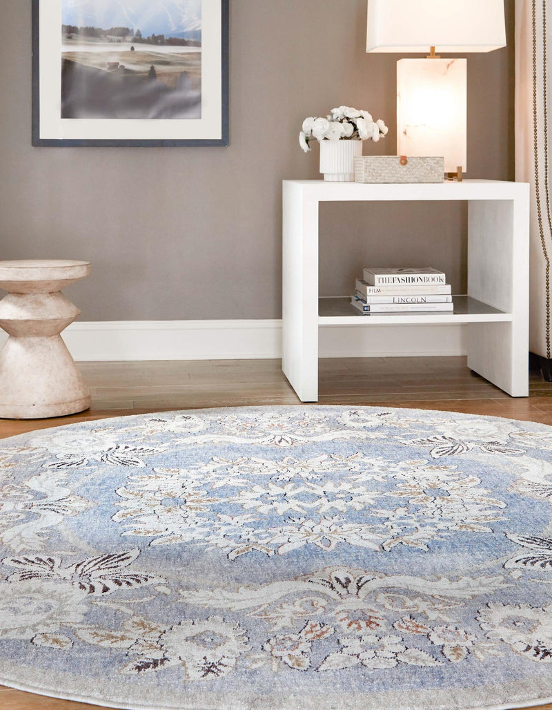 Heritage Harbor Collection Area Rug - Seabreeze Round Harbor Blue lifestyle 116