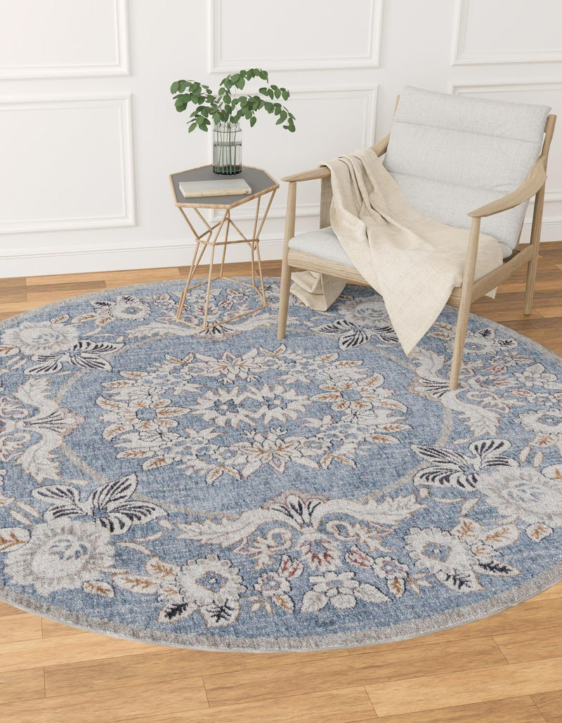Heritage Harbor Collection Area Rug - Seabreeze Round Harbor Blue lifestyle 123