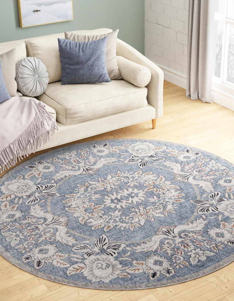 Heritage Harbor Collection Area Rug - Seabreeze Round Harbor Blue lifestyle 133
