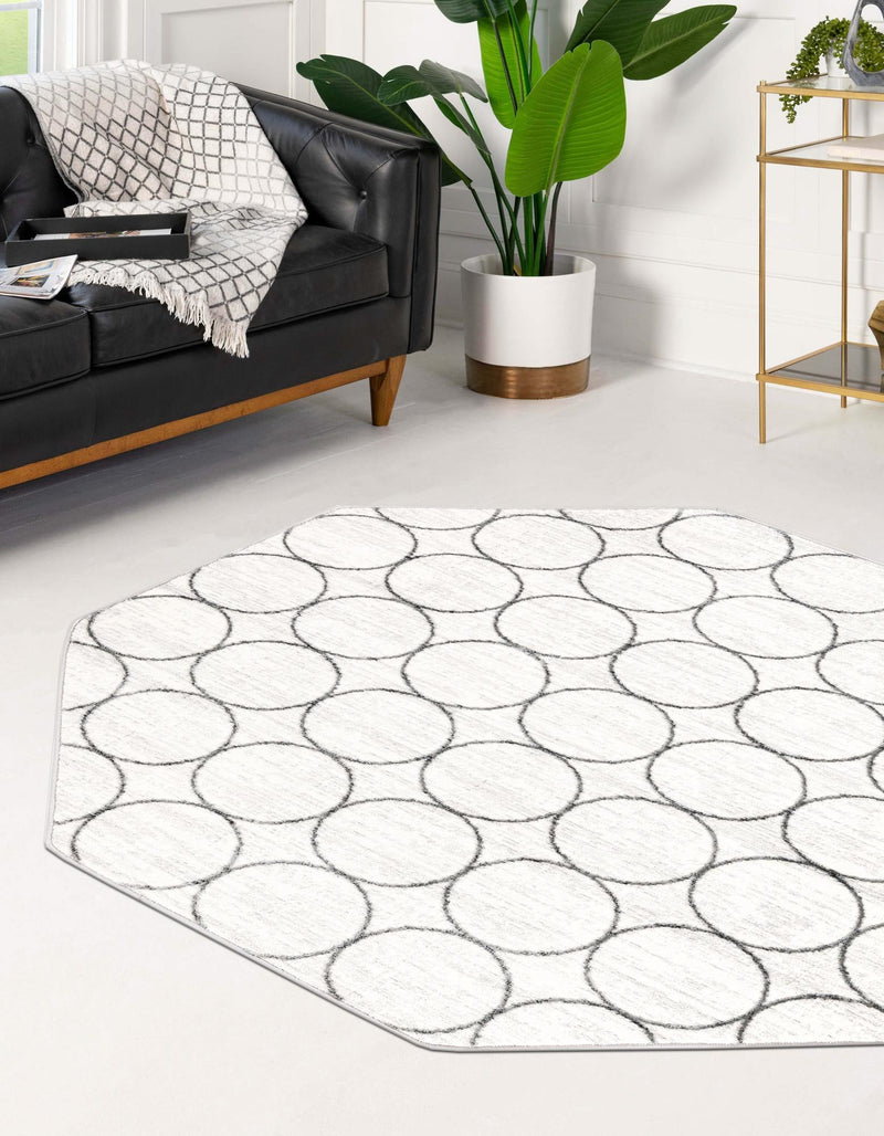 Garden Maze Retreat Collection Area Rug - Ivyhaven Octagon White lifestyle 77
