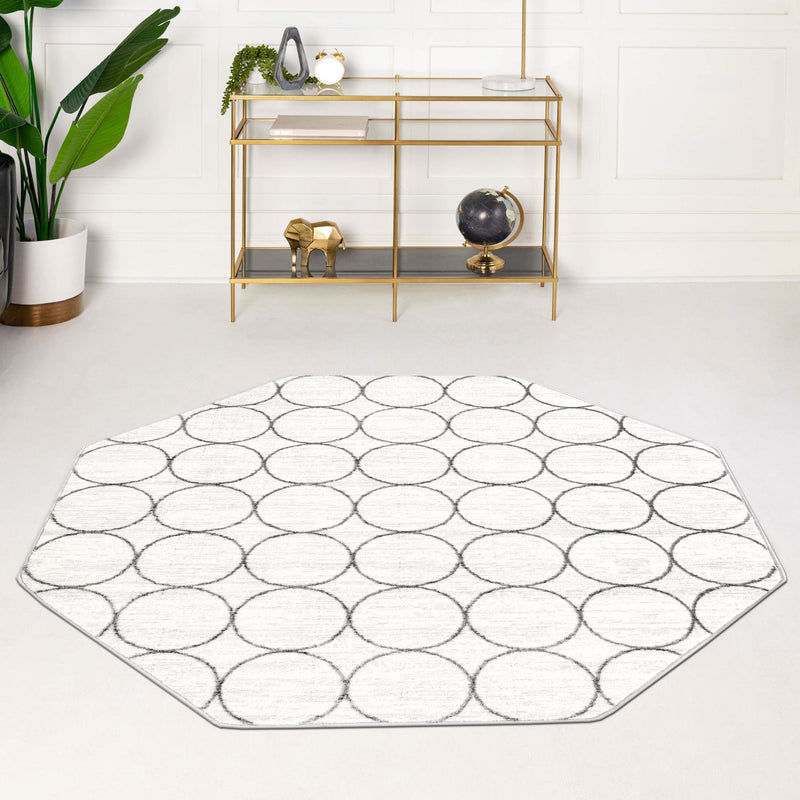 Garden Maze Retreat Collection Area Rug - Ivyhaven Octagon White lifestyle 117