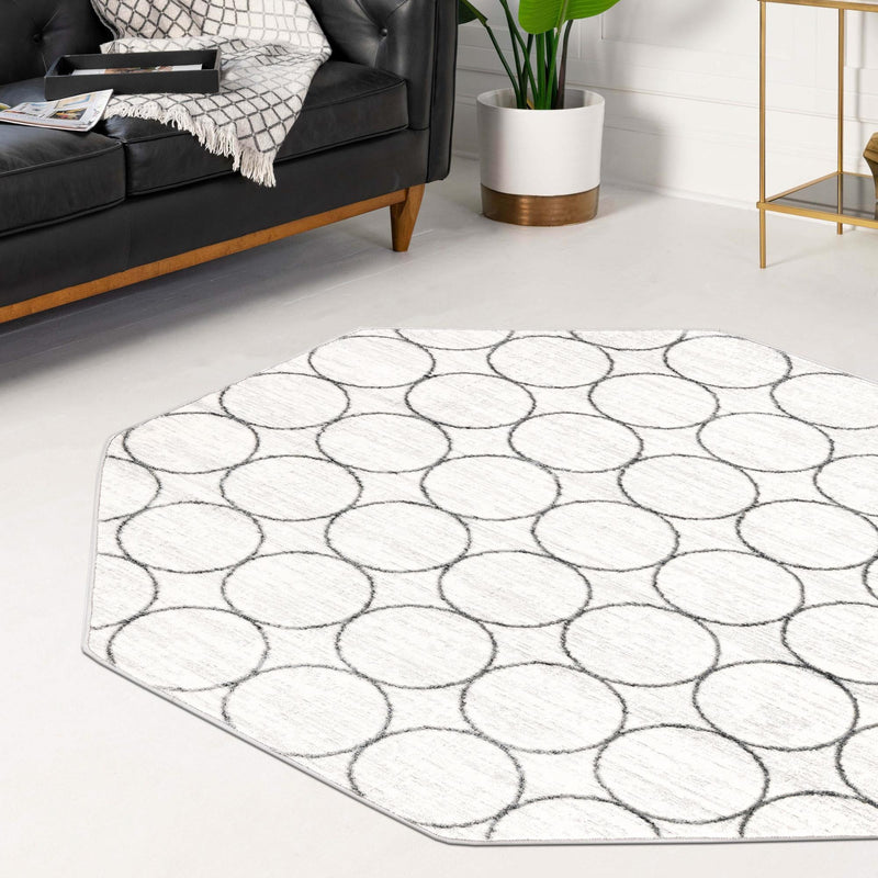 Garden Maze Retreat Collection Area Rug - Ivyhaven Octagon White lifestyle 125