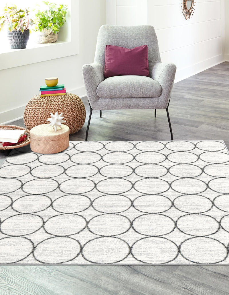 Garden Maze Retreat Collection Area Rug - Ivyhaven Square White lifestyle 71