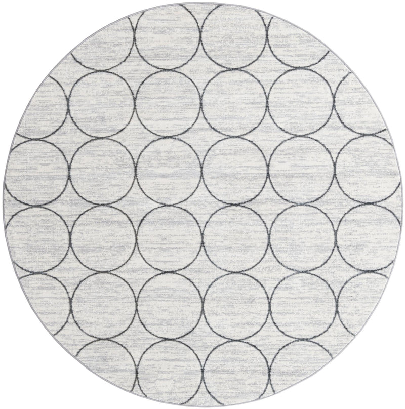 Garden Maze Retreat Collection Area Rug - Ivyhaven Round White lifestyle 56