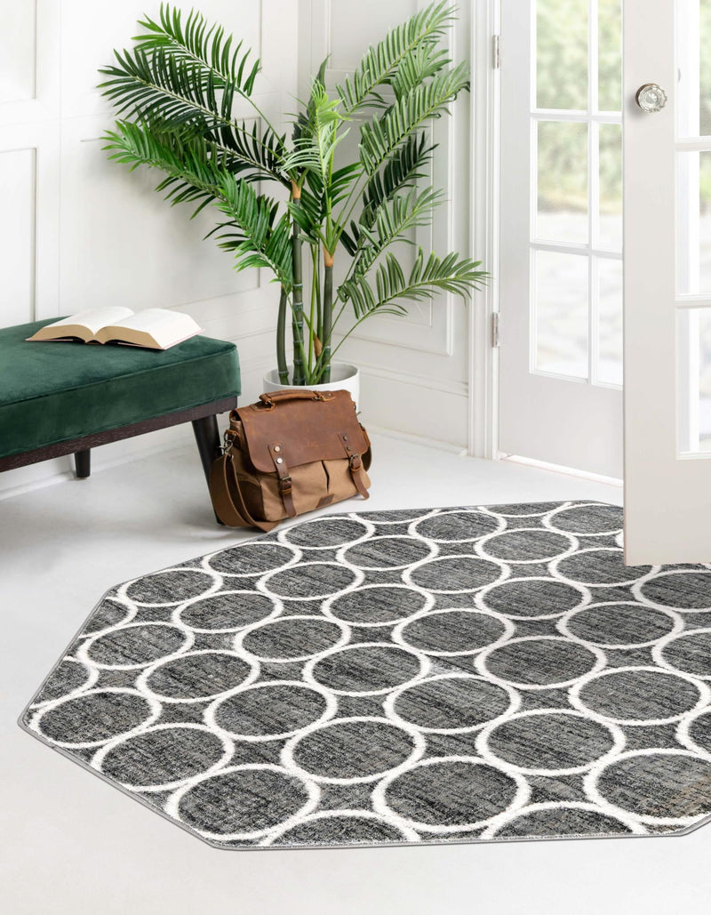 Garden Maze Retreat Collection Area Rug - Ivyhaven Octagon Gray lifestyle 78
