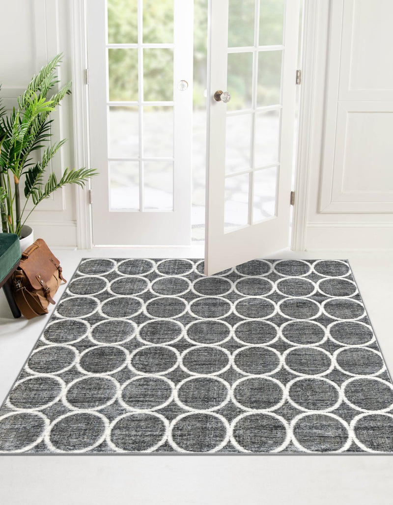 Garden Maze Retreat Collection Area Rug - Ivyhaven Square Gray lifestyle 65